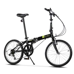 DJYD Bici pieghevoli Biciclette pieghevoli, adulti 20" 6 velocità a velocità variabile pieghevole biciclette, sedile regolabile, leggero portatile pieghevole City Bike biciclette, Bianco FDWFN (Color : Black)