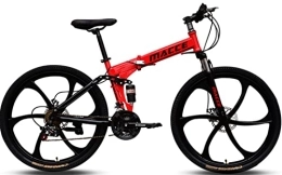 DPCXZ Bici pieghevoli Biciclette Pieghevoli, Bici Pieghevole A 21 Velocità Con Ruote Con Telaio In Alluminio, Mountain Bike Da Città Retrò Per Uso Leggero Unisex red, 24 inches