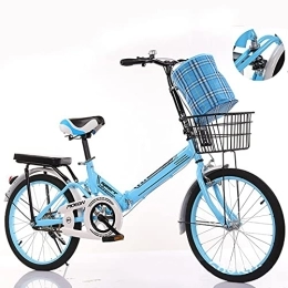 ASPZQ Bici Biciclette Pieghevoli, Comodo Mobile Portatile Compatto Leggero Bicicletta Pieghevole per Adulti Studentessa Leggera, Blu, 20 Inches