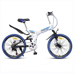 Bici per bambini Bici pieghevoli Biciclette velocità variabile Bicicletta Montagna Bicicletta Pieghevole Adulto Luce Ultra Bicicletta Carbonio 7 rapporti Telaio in Acciaio (Color : Blue, Size : 22inches)
