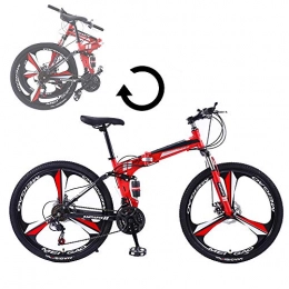 CARACHOME Bici CARACHOME Mountain Bike Pieghevole 26 Pollici 27 velocità, Bicicletta MTB con Sistema di Assorbimento degli Urti Anteriore e Posteriore, Rosso