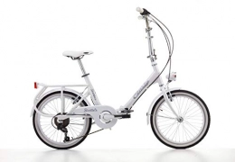 Cicli Cinzia Bicicletta 20" Citybike Pieghevole Sixtie's 6/V Revo Shift V-Brake Alluminio, Bianco, Unisex – Adulto