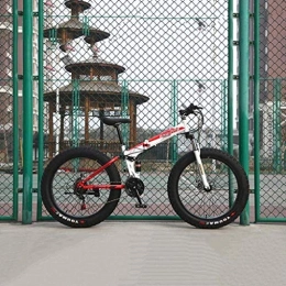CSS Bici CSS Mountain bike da 24 pollici, bici pieghevole a coda morbida in acciaio ad alto tenore di carbonio, sedile regolabile per mountain bike fuoristrada, doppio assorbimento degli urti 7-10, bianco ross