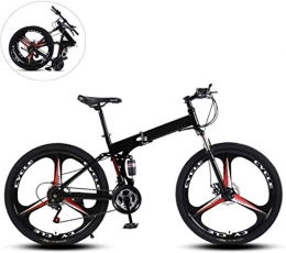 CSS Bici CSS Mountain bike pieghevoli, ruote da 24 pollici con tre coltelli, telaio in acciaio al carbonio ad alta velocit, velocit variabile, doppio assorbimento degli urti, bicicletta pieghevole 6-11, Nero