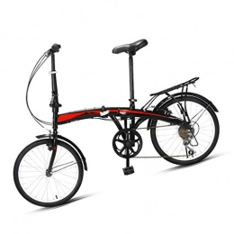 DFKDGL Bici pieghevoli DFKDGL, bicicletta da sella ergonomica pieghevole, 7 marce, leggera, telaio curvo in acciaio al carbonio, ruote da 20 pollici, per adulti e donne, unisex (colore nero-R