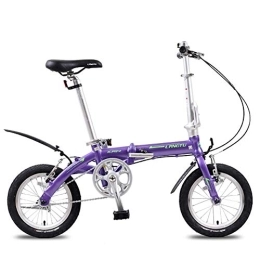 DJYD Bici pieghevoli DJYD Biciclette Mini Pieghevole, Leggero Portatile da 14" in Lega di Alluminio Urbano Commuter Biciclette, Super Compact Single Speed ​​Pieghevole Biciclette, Viola FDWFN (Color : Purple)
