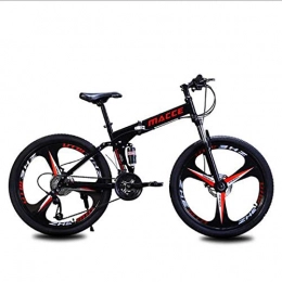 Domrx Bici pieghevoli Domrx Assorbitore di Vibrazione Doppio con Cambio di velocità Pieghevole da 26 Pollici Una Bicicletta Nera