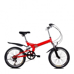 Domrx Bici pieghevoli Domrx Bicicletta Pieghevole Portatile Nuova Bicicletta Pieghevole Singola per Adulti con Freno a Disco a velocità variabile-Rossa