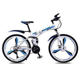 Domrx Bici pieghevoli Domrx Sport e intrattenimento Bicicletta Pieghevole Speed ​​Double Ammortizzatore Maschio e Femmina Adulte-White Blue_21 Speed_China