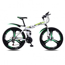 Domrx Bici pieghevoli Domrx Sport e intrattenimento Bicicletta Pieghevole Speed ​​Double Ammortizzatore Maschio e Femmina Adulte-White Green_24 Speed_China