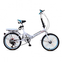 DQWGSS Mini Bici Pieghevole per Adulti a 7 velocità con Freni di Sicurezza e ammortizzatori Sedile Regolabile e Manubrio Bicicletta da Strada Pieghevole per Uomo Donna Teen,Bianca