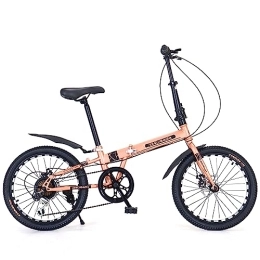 Dxcaicc Bici Dxcaicc Bicicletta portatile, Bicicletta pieghevole con 6 velocità, telaio in acciaio al carbonio da 20 pollici, bicicletta portatile per adulti, bicicletta da città, Giallo
