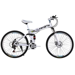  Bici Eariy - Bicicletta pieghevole da 24", con telaio pieghevole in acciaio ad alta resistenza, ammortizzazione degli urti, piccola bicicletta da città portatile, per adulti, ragazzi e uomini, bianco