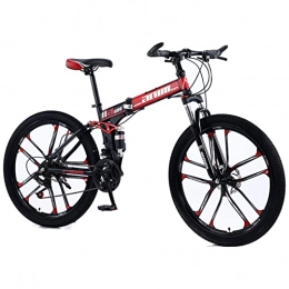 EASSEN Bici EASSEN Mountain Bike per adulti a sospensione completa in acciaio al carbonio ad alto tenore di carbonio pieghevole fuoristrada, trasmissione a 21 velocità, freni a disco meccanici MTB bici da uomo