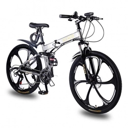 EUSIX Bici pieghevoli EUSIX X9 26 '' Mountain Bike Bicicletta da Uomo Pieghevole con Telaio in Alluminio da Donna con Sospensione e Cambio a 21 velocit (Grigio)