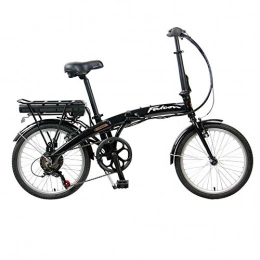 Falcon Bikes Bici Falcon Compact Black 20 inch Folding Electric Bike 6-Speed Shimano Gearing for