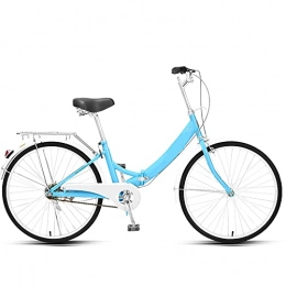 FBDGNG Bici pieghevoli FBDGNG - Bicicletta da città pieghevole in lega leggera da 61 cm, comoda e portatile, compatta, leggera, con sospensione, pieghevole, per uomini e donne, per studenti e pendolari urbani, colore: blu