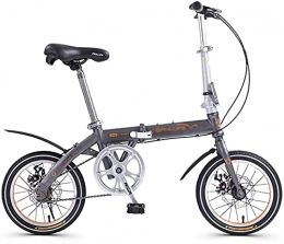 FBDGNG Bici FBDGNG - Bicicletta pieghevole da 14", a velocità singola, pieghevole, per adulti e bambini, con freno a disco, colore: Grigio