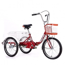 FGVDJ Tricicli Pieghevoli per Adulti da 20 Pollici a velocità Singola a 3 Ruote Trike Bike in Bicicletta con Carrello della Spesa Telaio in Alluminio Carico Regolabile 150 kg