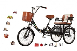 FGVDJ Bici FGVDJ Triciclo per Adulti per Genitori Triciclo Pieghevole per Bicicletta a 3 Ruote con Sedile Posteriore + Cesto per Alimenti Design a Catena Singola / Doppia Forcella Ante