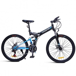 FNCUR Bici FNCUR 24" 24 velocit Folding Mountain Bike for L'adulto Ad Alta Acciaio al Carbonio Pieghevole Antiurto Frame Blu / Rosso (Color : Black Blue)