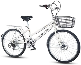 GaoGaoBei Bici GaoGaoBei Bicicletta Pieghevole Leggera per Pendolari City Bike 7 velocità Facile da Installare per Adulti Unisex, Bianco 7 velocità, 24inch, Super