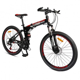 GPAN Bici GPAN 26 Pollici Foldable Bici Mountain Bike Unisex, Doppio Freni a Disco, Bici Biammortizzata 24 velocità 85% Assemblata, Black