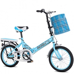 GWM Bici pieghevoli GWM Portable Bicicletta Pieghevole Single Speed ​​Bici Adulta Child Città Commuter Bicicletta con Cestino (Color : Blue, Size : Child)