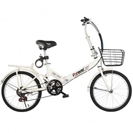 GWM Bici pieghevoli GWM Portatile Pieghevole Bici Adulta Bambini Bici variabile 6 velocità Bicicletta con Cestino (Color : White)