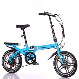 GWX Bici GWX Bicicletta Pieghevole Giovani Leggero Ammortizzazione Motorino Adulto Giovani con Disegno Smorzata Carbonio Telaio in Acciaio, Blu, 14 Inches