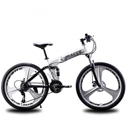 gxj Bici gxj 21 velocità Mountain Bike, Ruote A 3 Razze MTB Bici Pieghevoli Dual Disc Freni A Disco Dual Sospensione Biciclette Pieghevoli per Donna Adolescenti da Uomo, Bianco(Size:26 inch)