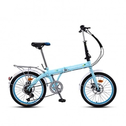 gxj Bici Pieghevole 7 velocità per Donne Uomini Pieghevole Bici da Città velocità Variabile 20 Pollici Leggero Ammortizzatore Biciclette Pieghevoli per Adolescenti Unisex, Blu