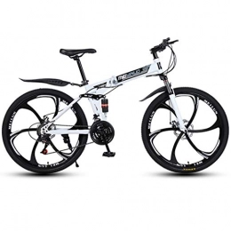 GXQZCL-1 Bicicletta Mountainbike, Mountain Bike, Biciclette Pieghevoli, Telaio in Acciaio, Sospensione Doppia e Doppio Freno a Disco, MTB Bike, 26inch Ruote MTB Bike (Color : White, Size : 24-Speed)
