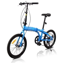 HESND Bici pieghevoli HESND Zxc - Bicicletta pieghevole per adulti da 20 pollici, in acciaio ad alto tenore di carbonio a 7 velocità, ammortizzante per adulti, maschi, donne, studenti, sport all'aria aperta (colore: blu)