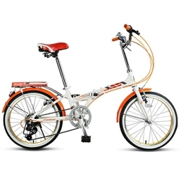 HFJKD Bici HFJKD Mini 20 Pollici 6 Connessione Bicicletta Pieghevole Bici, Struttura della Lega di Alluminio, Leggera Pieghevole Compatto Biciclette, Adatto per Gli spostamenti e Viaggiare, Arancia