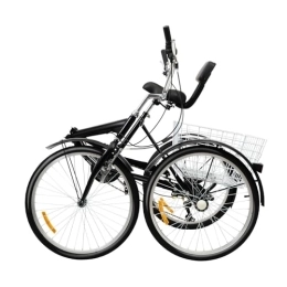 hinnhonay Bici hinnhonay Triciclo pieghevole da 24 pollici a 7 marce per adulti a pedale con cestino, adatto per shopping, viaggio nero