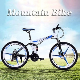 Hmcozy Bici pieghevoli Hmcozy 26" Mountain Bike Ciclo - Rare 3 Razze in Lega Mag - 24 Gears velocità Fold Mountain Bike, Blu, 26in