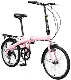 HongLianRiven Bici HongLianRiven BMX Bicicletta Pieghevole, da 20 Pollici a 7 velocit for Adulti Ultralight Portatile City Bike Youth Student Bicicletta 7-14 (Color : Pink)