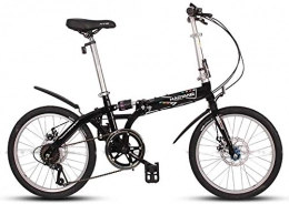 IMBM Bici IMBM Adulti Biciclette Unisex Pieghevole, 20" 6 velocità Alto tenore di Carbonio in Acciaio Pieghevole Biciclette, Leggero Portatile Doppio Freno a Disco Pieghevole Città della Bici (Color : Black)