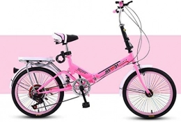 IMBM Bici IMBM Bicicletta Pieghevole Bici for Adulti Shock-assorbire Biciclette Student Bicyclee Ultralight Acciaio al Carbonio 20 Pollici (Colore: Rosa, Dimensione: velocità variabile)