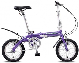 IMBM Bici IMBM Biciclette Mini Pieghevole, Leggero Portatile da 14" in Lega di Alluminio Urbano Commuter Biciclette, Super Compact Single Speed ​​Pieghevole Biciclette, Viola (Color : Purple)