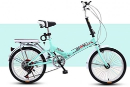 IMBM Bici pieghevoli IMBM Pieghevole della Bicicletta for Adulti Shock-assorbire Bici Adulta Student Single Speed ​​Bike Bicyclee Leggero (Colore: Verde)