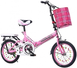 IMBM Bici pieghevoli IMBM Pieghevole Leggera Bike Bicicletta Pieghevole 16 Pollici City Bike Kids Biciclette Bici della Strada Bambini Bici Completamente Montato Compact Biciclette (Color : Pink)