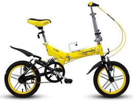 IMBM Bici IMBM Uomini Donne Folding Bike, da 14 Pollici Mini Pieghevole Bicicletta della Montagna, Leggero Portatile Alto tenore di Carbonio Acciaio Alluminio Telaio Commuter Bike (Color : Yellow)