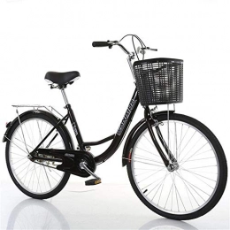 JHKGY Bici JHKGY Cruiser Bike, Bici per Pendolari Comfort, Telaio per Bici in Acciaio al Carbonio, con Carrello, per Anziani, Uomo Unisex, Nero, 22 inch