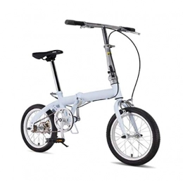 JI TA Bici pieghevoli JI TA Bicicletta Uomo City Bike Alluminio Citta Bici Pieghevole Leggera 16 Pollici per Donna - Regolabile Manubrio E Sella Comoda, v-Brake, velocità Singola / Blue