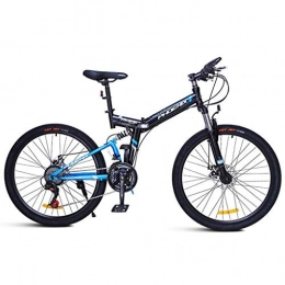JLZXC Bici pieghevoli JLZXC Mountain Bike Mountain Bike, 24 '' / 26 '' della Rotella Pieghevole Biciclette 24 Costi MTB Leggero Acciaio al Carbonio Telaio Freno A Disco Anteriore Sospensione (Color : Blue, Size : 24'')