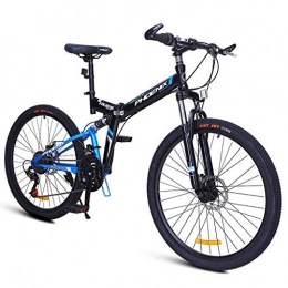 JLZXC Bici pieghevoli JLZXC Mountain Bike Mountain Bike, 24 / 26 inch Unisex Ravine Bike 27 Costi Acciaio al Carbonio Telaio Freno A Disco Anteriore Sospensione (Color : Blue, Size : 26'')