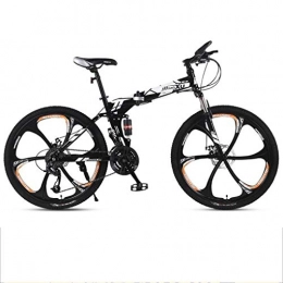 JLZXC Bici pieghevoli JLZXC Mountain Bike Mountain Bike, Biciclette Pieghevole Donne di Montagna / Uomini, Sospensione Doppia E Doppio Freno A Disco, 26 Pollici Mag Wheels (Color : Black)