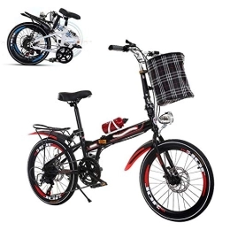 JYCTD Bici pieghevoli JYCTD Bicicletta Pieghevole per Adulti, Mini Bici Portatile Ultraleggera da 20 Pollici a velocità variabile, Freno a Doppio Disco Anteriore e Posteriore Sedile a 6 velocità Regolabile